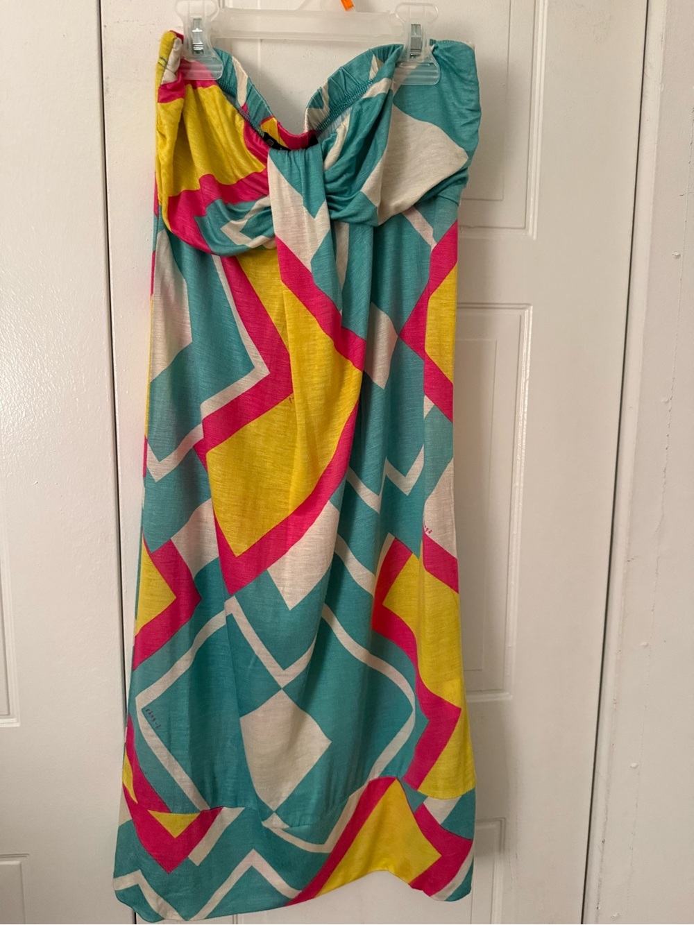 T-Bags Strapless Knot strapless Dress in Teal, Yellow & Hot Pink size small